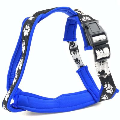 China Jacquard Super Soft Padded Paw Design Dog Harness Collar Webbing and Leash with Padded Neoprene for sale