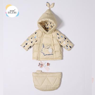 China Bilemi Winter Peppa Pig Printed Soft White Wool Hat Zip Up Long Sleeve Warmest Windproof With Gloves And Shoes Duck Down for sale