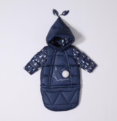 China Bilemi Baby Rabbit DarkBlue Patchwork Soft Solid Warmest Parka Windbreaker Zip Outerwear Christmas Target Infant Snowsui for sale