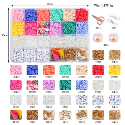 China 3505PCS Trendy DIY Jewelry Bracelets Necklaces Flat Handmade Earrings Open Kit Set Polymer Clay Beads For Jewelry Making for sale