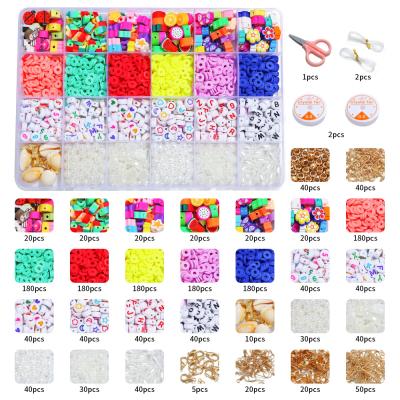 China Trendy Letter Round Jewelry Making Diy Bracelets Necklace Earring Open Polymer Clay Beads Kit Set Pendant Jump 2000 Pcs Beads for sale