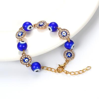 China Turkish New Fashion Casual/Sporty Gold Plated Jewelry Devil's Eye Couples Bracelet Handmade Blue Evil Eyes Bracelet for sale