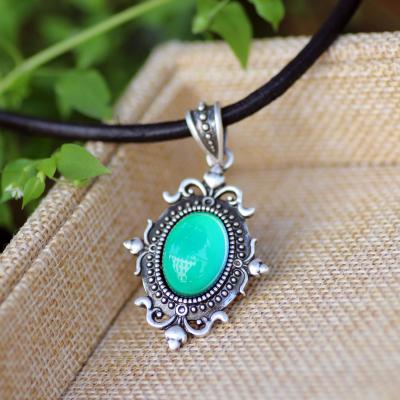 China Color Changing Temperature Mood Stone Jewelry CLASSIC Antique Silver Plated Emotional Leather Chain Necklace for sale