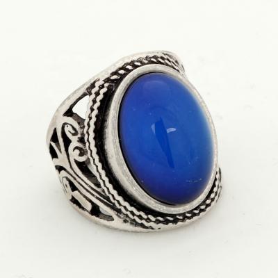 China CLASSIC Women's Best Christmas Gift Antique Silver Plated Big Mood Stone Oval Mood Rings For Retail for sale