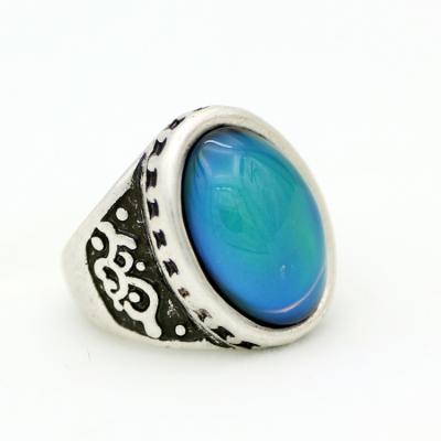 China 2021 Vintage Oval Stone Mood Beads Rings Smart Jewelry Temperature Sensing Mood Rings For Gift for sale