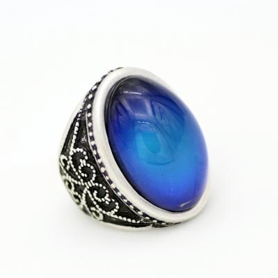 China New Vintage Mood Beads Rings Oval Stone Jewelry Temperature Sensing Color Changing Mood Rings for sale