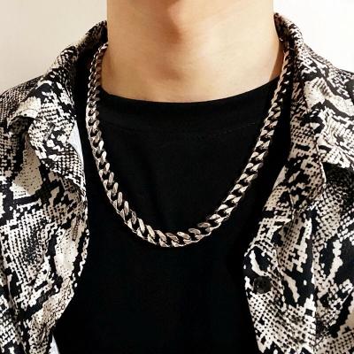 China 2021 Vintage Hop Hip Link Chain Cuban Necklace Fashionable Jewelry Titanium Steel Clavicle Necklace for sale