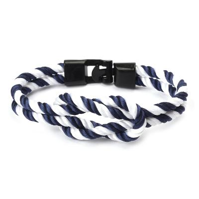 China Best Selling Casual/Sports Custom Colored Men's Rope MAGNET CLASP Bracelets With Stainless Steel Clasp for sale