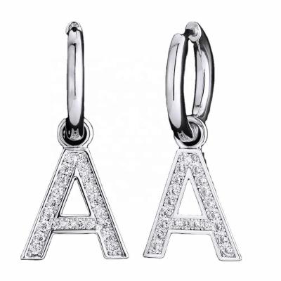 China CLASSIC Custom Circle Diamond Initial Earrings Jewelry Dangle Earrings For Women Teams Cute Earrings for sale