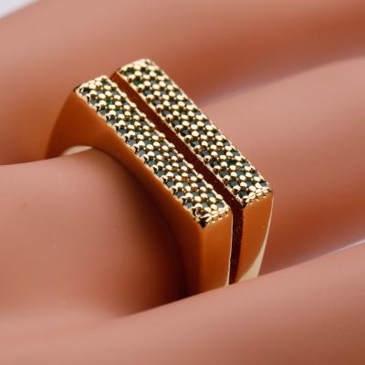 China Wholesale CLASSIC Women Brand Gold Plated Ring Micro Pave Emerald Zircon Copper Rings for sale