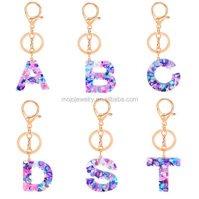 China Vintage Resin High Quality Letter Key Chain America And Europe Hot Sale Cute Car Ring Women Keychain for sale