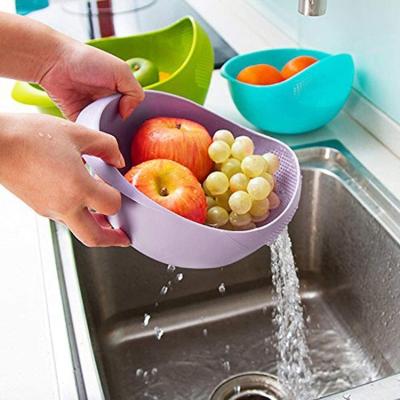 China Sustainable Multifunctional Rice Washer Sieve And Plastic Mixing Bowl With Handle for sale