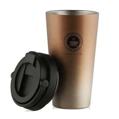 China Sustainable Custom Logo 500ml Travel Coffee Mug Stainless Steel Coffee Tumbler With Lid for sale