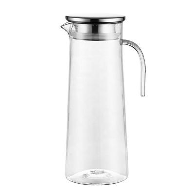 China 1.3L Viable Custom Logo Clear Plastic Pitcher With Stainless Steel Lid For Iced Tea Sangria Lemonade for sale