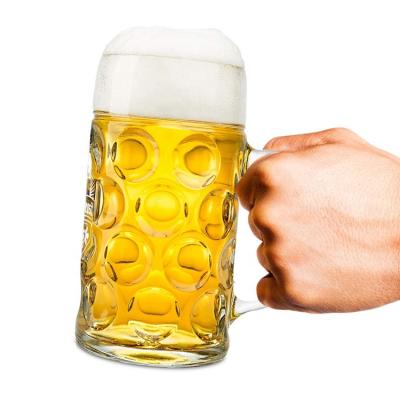 China Pints ​​0.5Ll/1 Reusable Oktoberfest Home Style Beer Plastic Dimpled Stoneware Mug For Restaurants Parties Ideal Father's Day Gift for sale