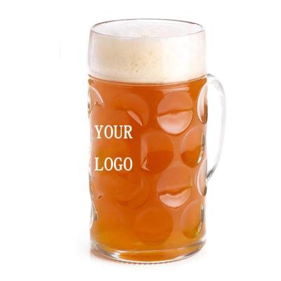 China REUDABLE 1L Big Dimpled German Beer Stein Mug Plastic Drinks Tankard With Handle for sale