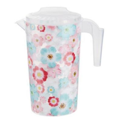 China 2 L Sustainable Clear Water Jug Plastic Cold Drink Round Pitcher With Lid for sale