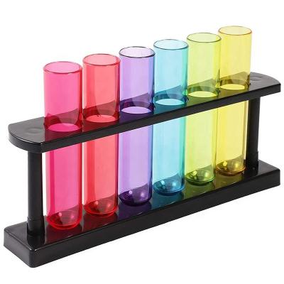 China Clear Reusable BPA Free Shot Glasses Clear Plastic Test Tubes With Holder For Parts And Vegetable Breeding for sale