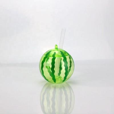 China Stocked Disco Ball Drink Tumbler Watermelon Shape Glowing Kids Cup With Straw for sale