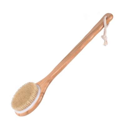 China EXFOLIATE Exfoliating Bath Brush Long Handle Pig Hair Massage Bath Brush For Back Bath Rubbing Brush for sale