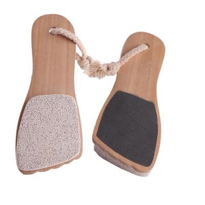 China Convenience pedicure foot file in direct selling dual function dead skin current sandpaper pumice removing wooden callus Lotus handle foot file for sale