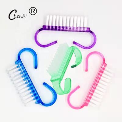 China Easy Apply Wholesale Durable Nylon Nail Scrub Dust Cleaning Brush Beautiful Horn Shaped Nail Brush for sale