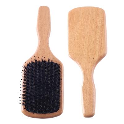 China Home hot sale advanced air bag wood massage brush bristle straight curly pig hair smooth wooden comb for sale