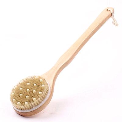 China All Natural Bristle Cellulite Massage Brush Around Easy To Hold Natural Wooden Exfoliating Bath Brush for sale