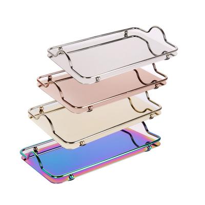 China Luxury home decorative stainless steel dressing table mirror gold metal hotel home supply factory restaurant hotel serving trays for sale