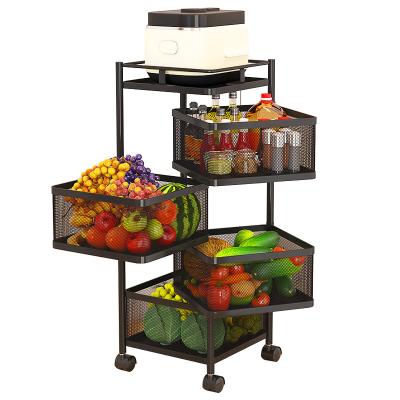 China Kitchen Organizer Corner Floor Vegetable Multilayer Corner Basket Storage Rotating Viable Rack for sale