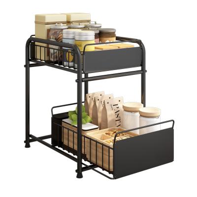 China 2-Tier Revolving Kitchen Cabinet Stainless Steel Storage Racks And Racks And Shelf Units for sale