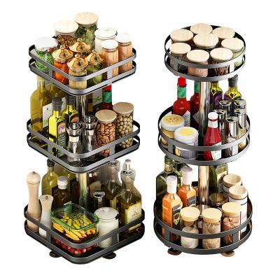 China Stainless Kitchen Storage Racks & Stocked Racks Slide 3 Tier Spice Rack Organizer Carousel Black Rotating Storage Racks & Racks for sale