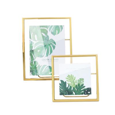 China Home direct wholesale gold 4*6 decorative brass metal gifts wedding factory decoration picture photo glass frame for sale