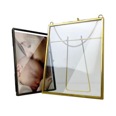 China Wholesale custom creative home decoration double sided gold photo glass-metal frame for home decoration for sale