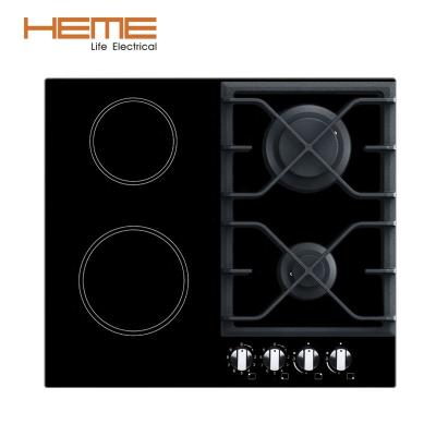 China Household Workbench In 4 Burner Gas Ceramic Black Glass Hob With Griddle for sale