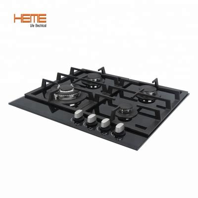 China Household Appliances 60cm Tempered Glass 4 Burners Built In Gas Hob CE Certified for sale