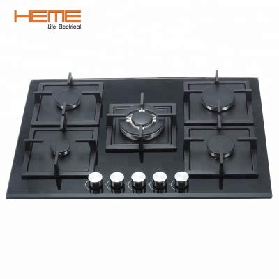 China Household Home Kitchen Appliances Gas Cooker Tempered Glass Top 5 Burners Built In Gas Cooktop for sale