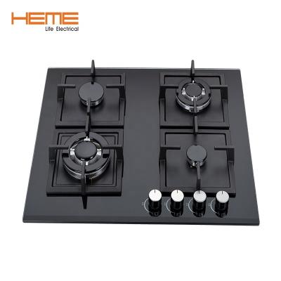 China Hot Selling Household 4 Burner Tempered Glass Built-in Panel 24 Inch Gas Hobs (PG604A1G-BCB) for sale