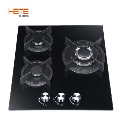 China Household Tempered Glass Top 3 Burner Gas Stove / Gas Cooktop Gas Cooker for sale