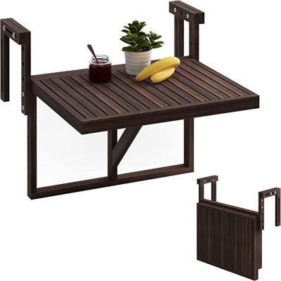 China Modern hanging balcony table with 3 adjustable heights, balcony acacia wood, weather resistant for coffee tables for sale