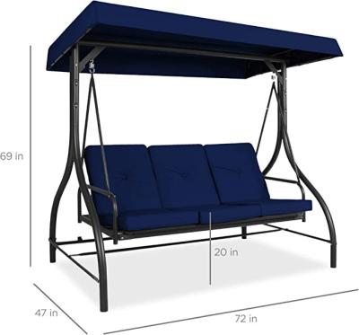 China Best Choice Modern Outdoor Products 3-Seat Large Canopy Swing Conversion Glider, Patio Hammock Lounger For Porch, Backyard for sale