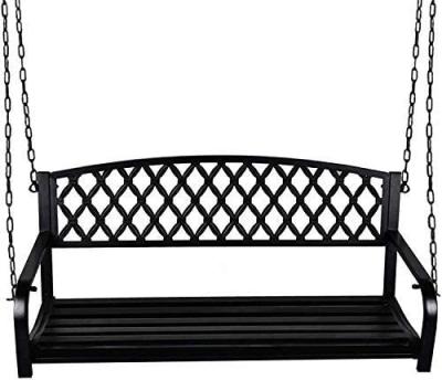 China Jazeel Modern All Weather Outdoor Porch Swing, Modern Hanging Patio Swing Bench for Garden, Classic Black (Fashion Diamond) for sale