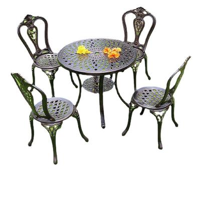 China Traditional Cast Aluminum Outdoor Tables and Chairs Balcony Chair Sets Small Courtyard Tables and Chairs Garden Leisure Table Sets for sale