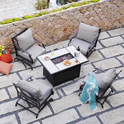 China Jazeel Modern Patio Furniture Sets Patio Chair Set K/D Metal Chat Set with Gray Cushions, Matched with Different Types of Tables for sale