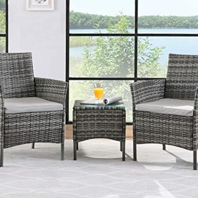 China Modern Outdoor Rattan Wicker Garden Furniture Set Dining Cafe Afternoon Tea for sale