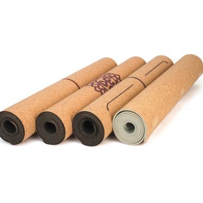 China Natural Cork Non-Slip Workout Exercise Gym Pilates Fitness Pad Eco-Friendly cork+tpe cork band yoga mat for sale