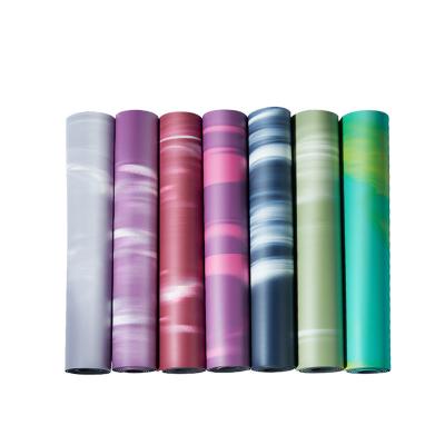 China Promotional Non-slip Multicolor Contrast Anti-slip 5mm Travel PU Natural Rubber Leather Yoga Mat for sale