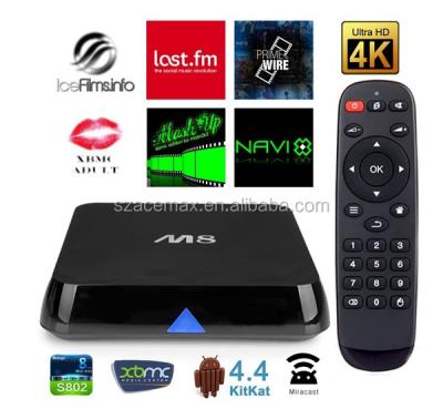 China Acemax linux iptv set top box wifi M8 can play streaming free movies with wifi or internet X8 for sale