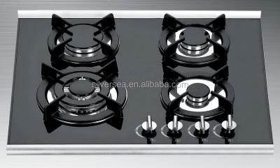 China 4 burner gas hob/gas stove griddle/ceramic/glass gas cooker with cast iron pan support for sale