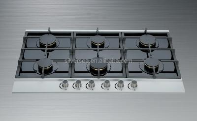 China 6 burner gas hob/gas stove griddle/ceramic/glass gas cooker with cast iron pan support for sale